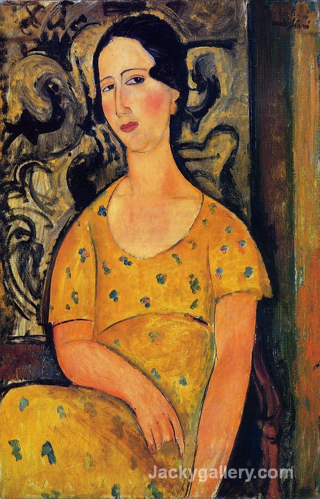Young Woman in a Yellow Dress (aka Madame Modot) by Amedeo Modigliani paintings reproduction